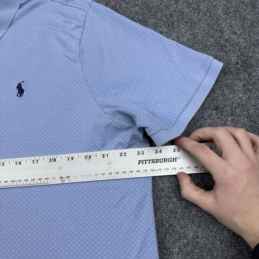 Polo Ralph Lauren‎ Classic Fit Knit Polo Shirt XL Blue Mini Dot Geometric Golf